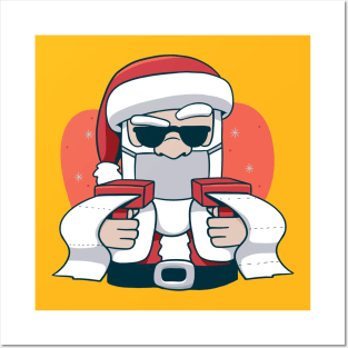 Santa with Money Guns Posters and Art